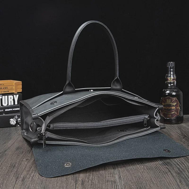 Vintage Crazy Horse Leather Men's Briefcase and Shoulder Bag