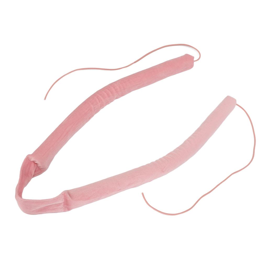 Heatless Curling Rod Headband with Tail Rope Soft Rubber Prevent Damage DIY Hair Curls Roller for Sleeping Pink