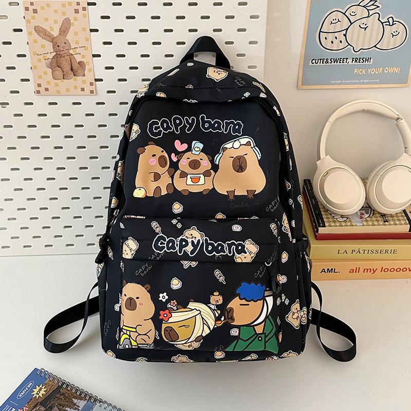 2025 Trendy Capybara Print Backpack: Cute, Fashionable, Versatile Double Shoulder Bag with Large Capacity for Students