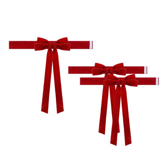 Christmas Red Bow Curtain Tie Backs Velvet Bowknot Curtain Buckle Burgundy Red Curtain Holder Back Fastener for Xmas Wedding Birthday Party Home Hotel