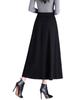 High-Waisted Wool A-Line Midi Skirt with Pockets for Autumn and Winter