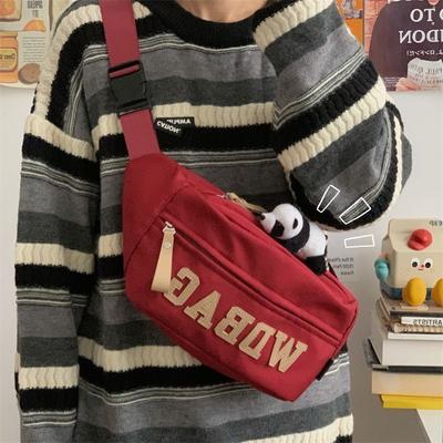 American Retro Trendy Breast Bag Men's Casual Versatile Large Capacity Sliver Bag Sports Riding Nylon Versatile Waist Bag Women
