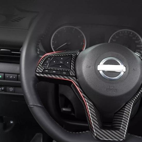 Carbon fiber Steering Wheel Trim 3pcs For Nissan Sentra - Accessories