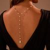 Elegant Pearl Tassel Body Chain Minimalist Back Necklace For Backless Evening Dress Party Jewelry Accessory