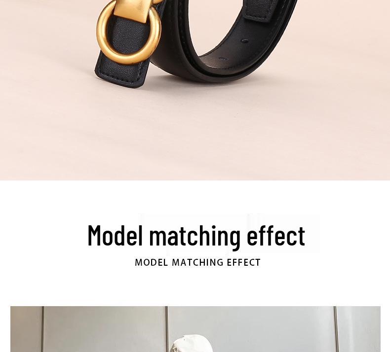 Women's Retro Slim Genuine Leather Belt, Versatile and Fashionable, for Dresses and Jeans, with Pin Buckle Decor.