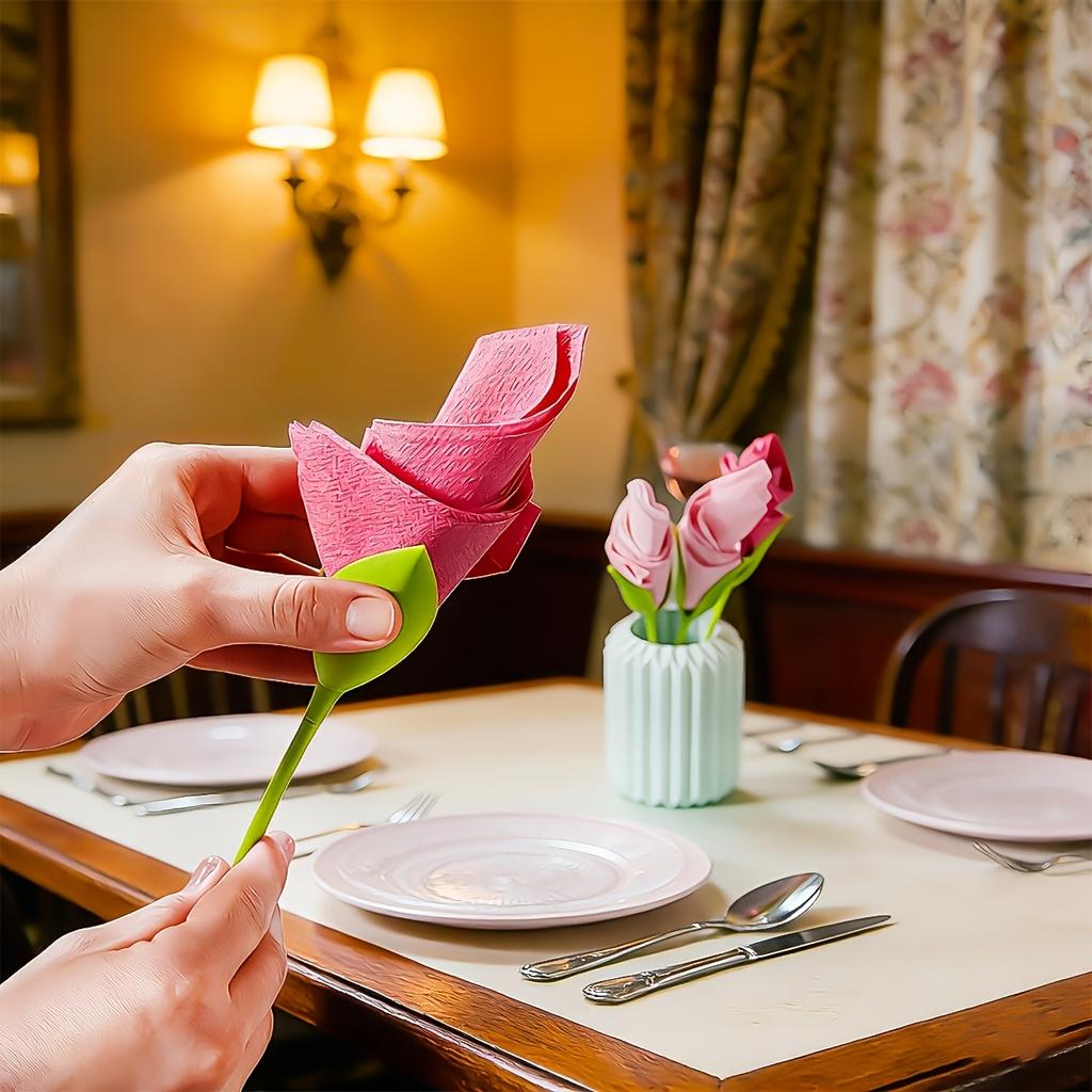 20pcs Floral Napkin Holders, Stylish and Elegant, Creative Flower-shaped Stands, Combining Storage and Decoration, For Weddings