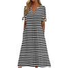 Ladies Casual Fashion Temperament Elegant Waist Striped Long Dress