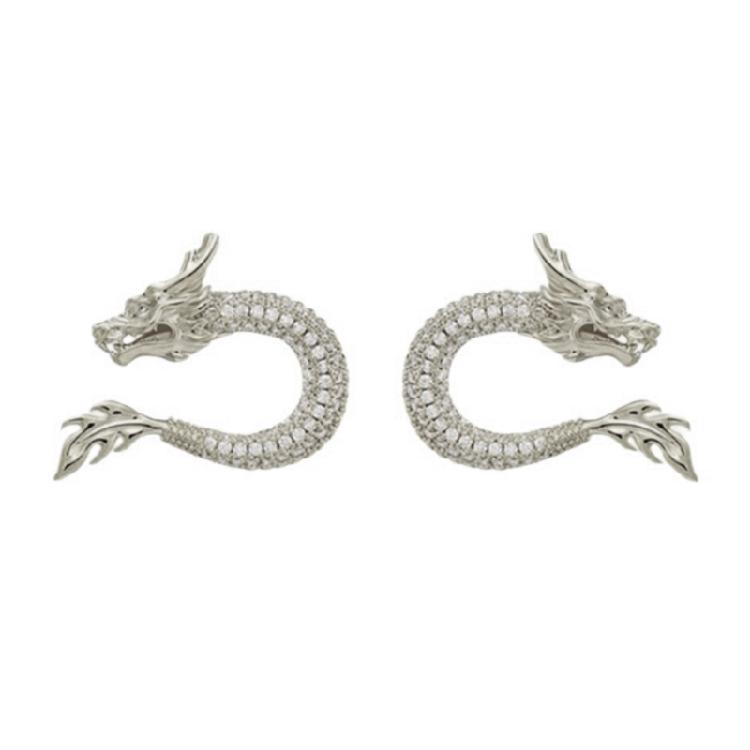 

Dragon inspired Ear Studs Jewelry for Those Who Love Chinese Culture and Fashion 1 серебряный