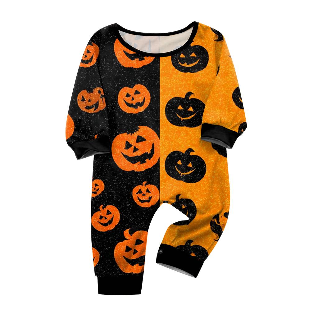 Family Matching Halloween Print Long Sleeve Top and Pants Pajama Set