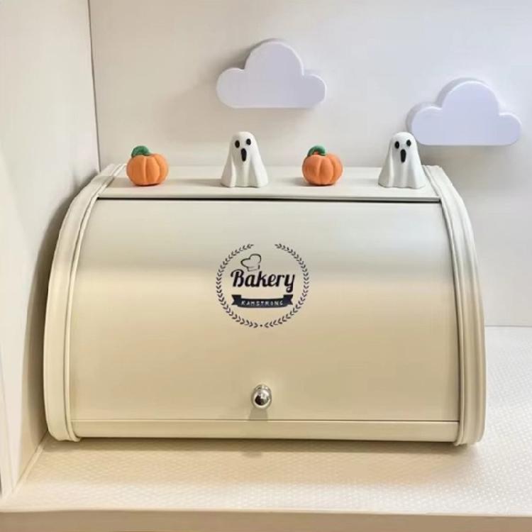 Retro Iron Breads Box with Roll Top Cover Kitchen Decoration Large Capacity Food Safe Storage for Artisanal Loaves