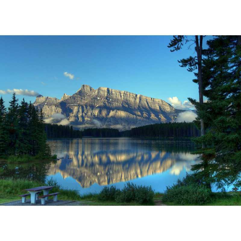 Plakát s krajinou Banffu: Závěsný dekorační předmět z kraftového papíru v rámu