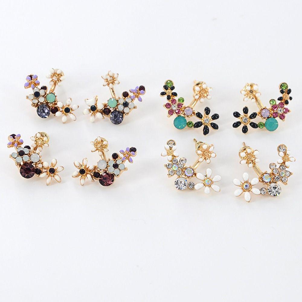 

Korean Style Oil Floral Stud Earrings Women s Jewelry Flower Design Drop Earrings Holiday Wear фіолетовий