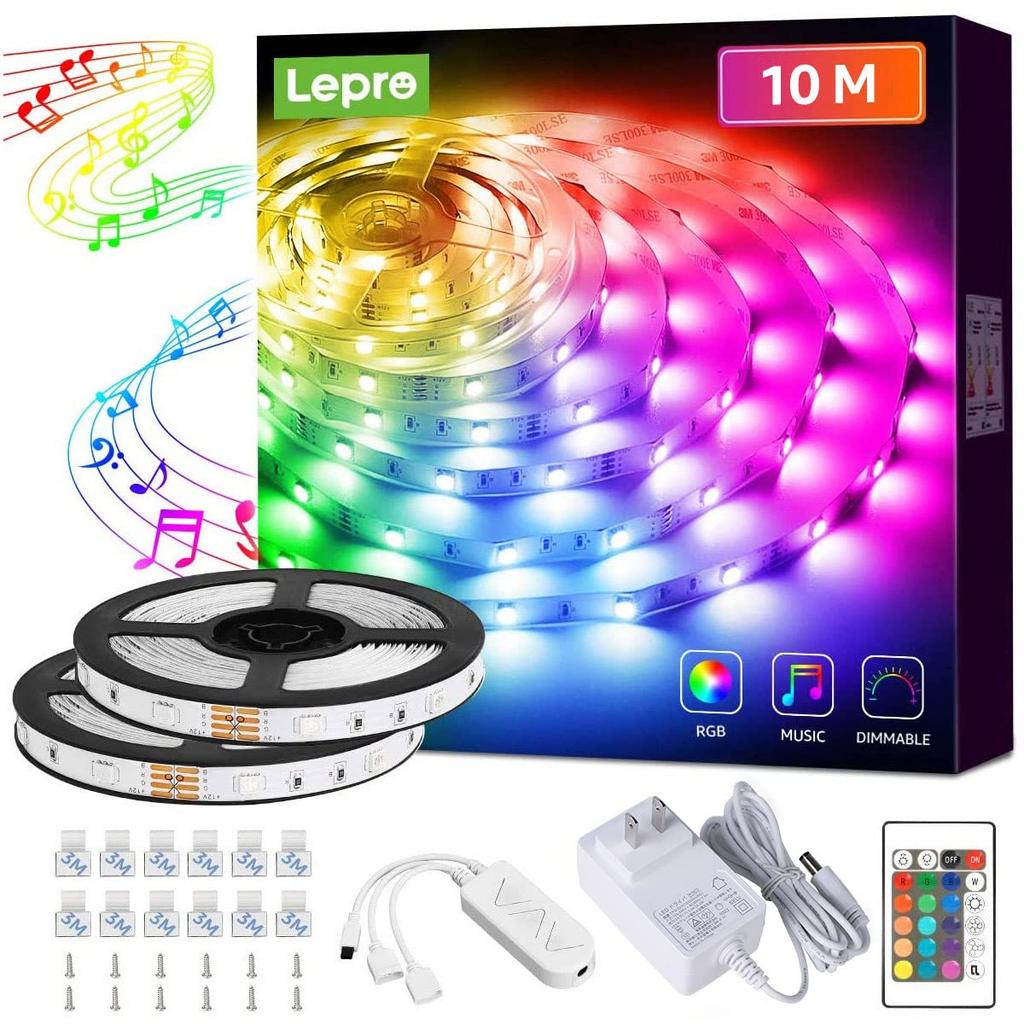 Lepro LED Strip 5m X 2 Strips X 300 RGB Light Strip with Music Perfect for and Remote Dimmable and Color SMD5050 Ambient Cuttable Game Lights, (10m