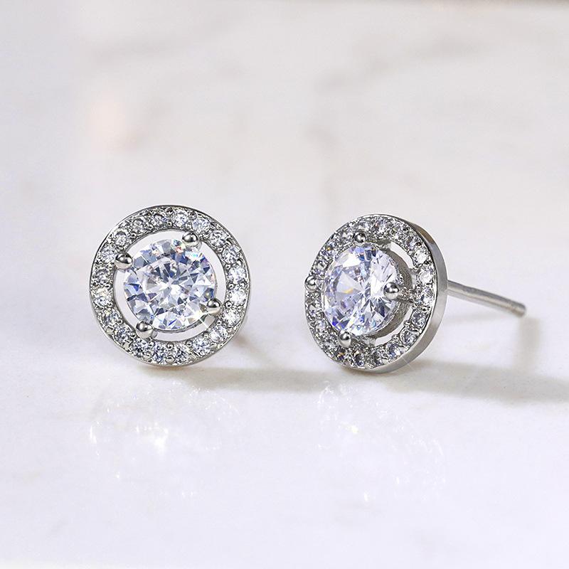 Fashion Female Earrings Sterling Silver Geometric Flower Heart Zircon Earrings for Women Pendientes Dropshipping