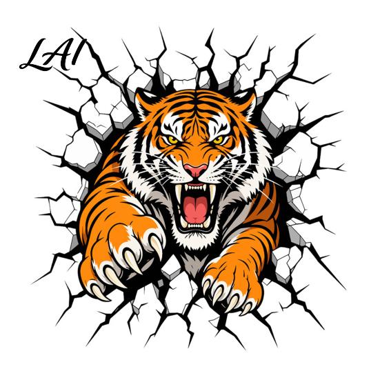 Easy Apply Wall Coverings 3D Tiger Stickers Peel And Stick Roaring Decals Removable PVC Vinyl Stickers Art Mural Decor Realistic Cracked