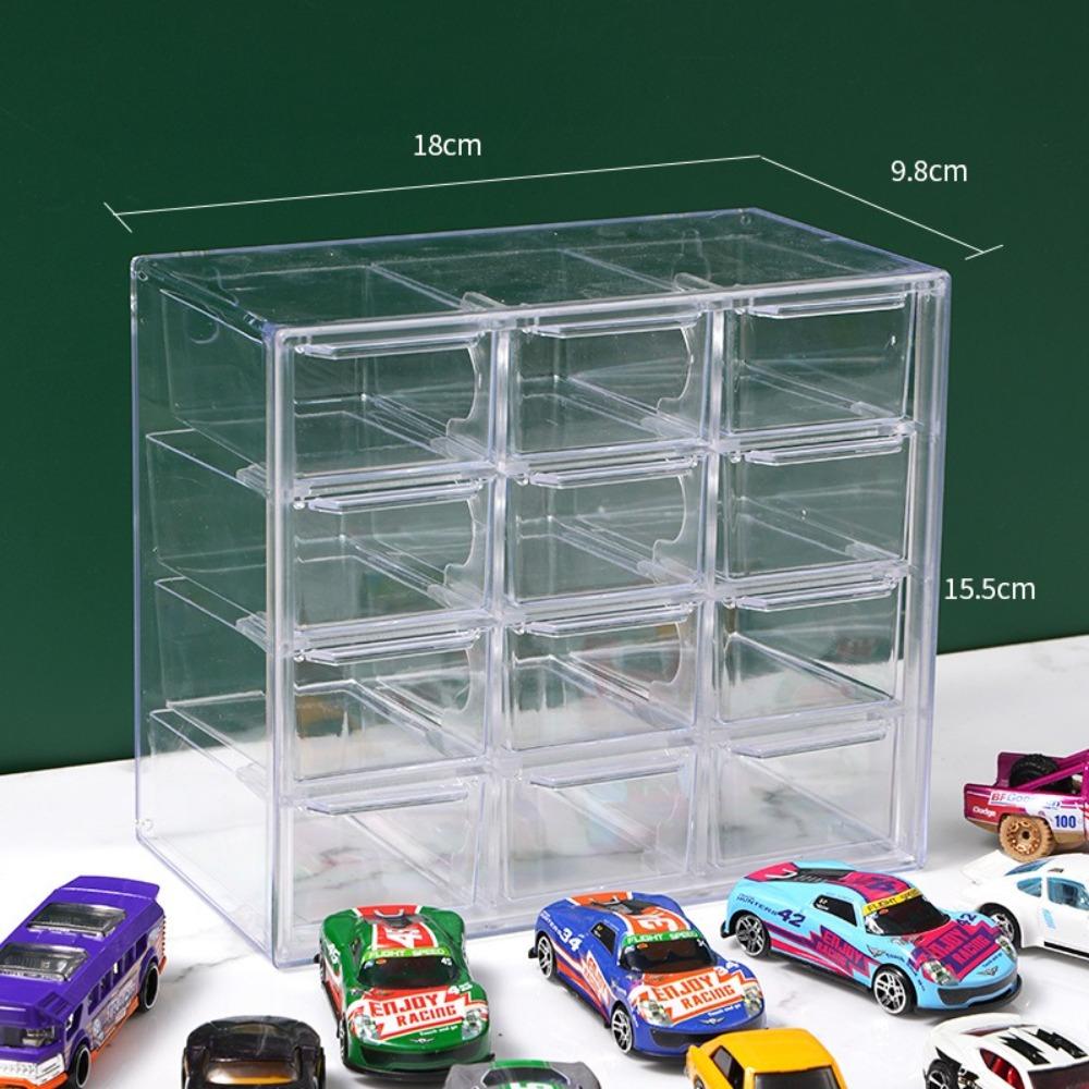 1/4pcs 8 Grid Car Display Box Stackable Transparent Car Storage Box Acrylic Cabinet Rack Kids