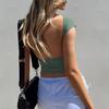 Solid Sexy Backless Slim T-Shirts For Women 2024 Summer Fashion O-Neck Short Sleeve Crop Tops Female Y2k Streetwear Bodycon Tees