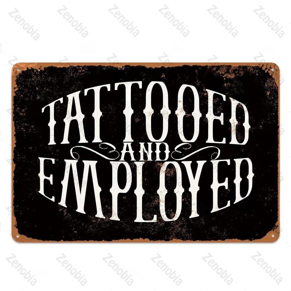 Affiche Métal Tatouage Plaque Métal Décor Boutique de Tatouage Plaque Décorative en Fer Décoration Murale Plaque en Étain Shabby Chic