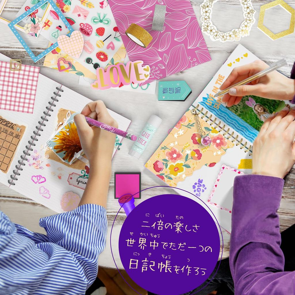 Diary Set with Two Stationery Scrapbook Kit System Blank Stylish and Cute Stationery Craft Popular Gift for Elementary School Back to School Gift