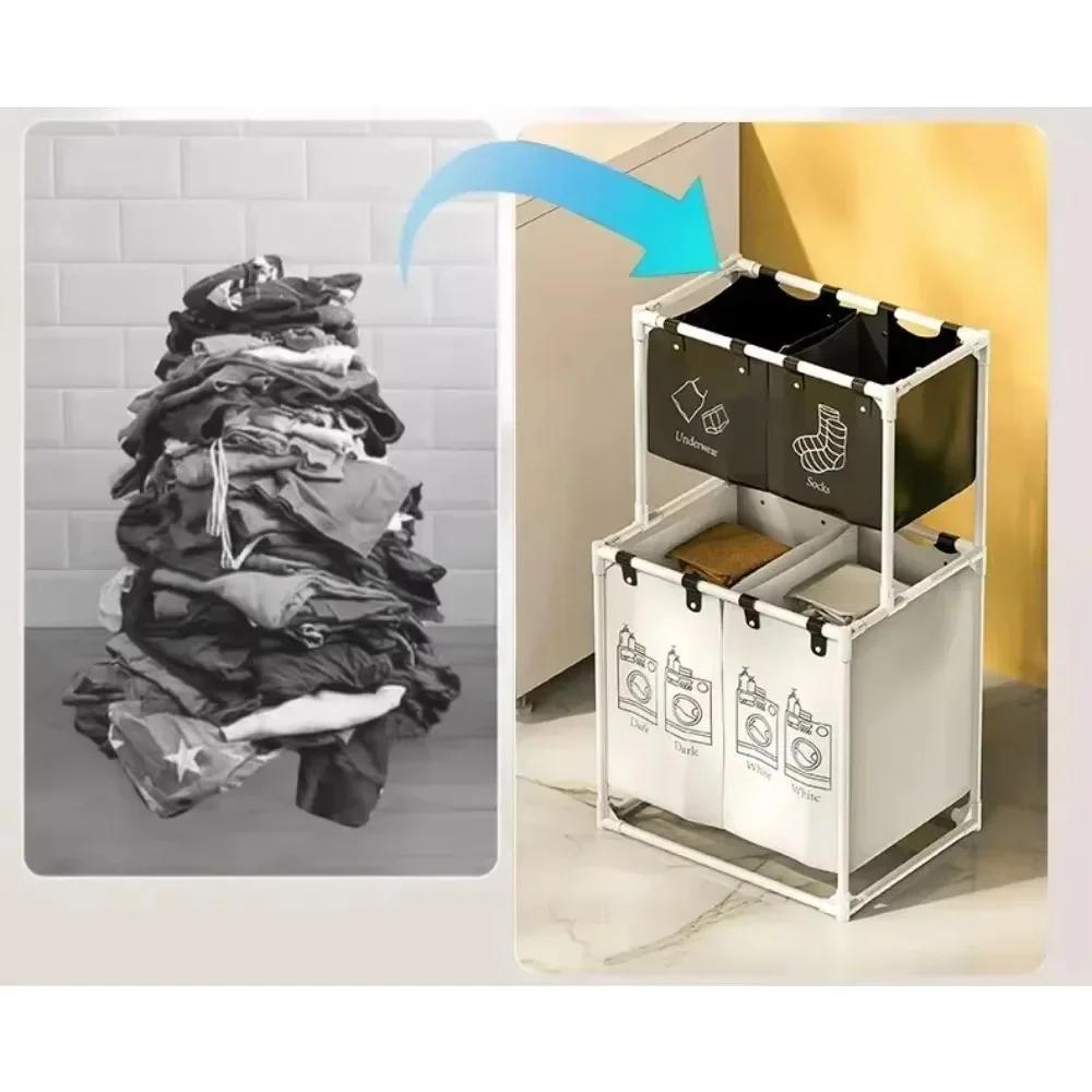 Foldable Dirty Clothe Basket Carbon Steel Anticorrosive Antirust Balcony Storage Rack Moisture-proof Clothing Storage Basket