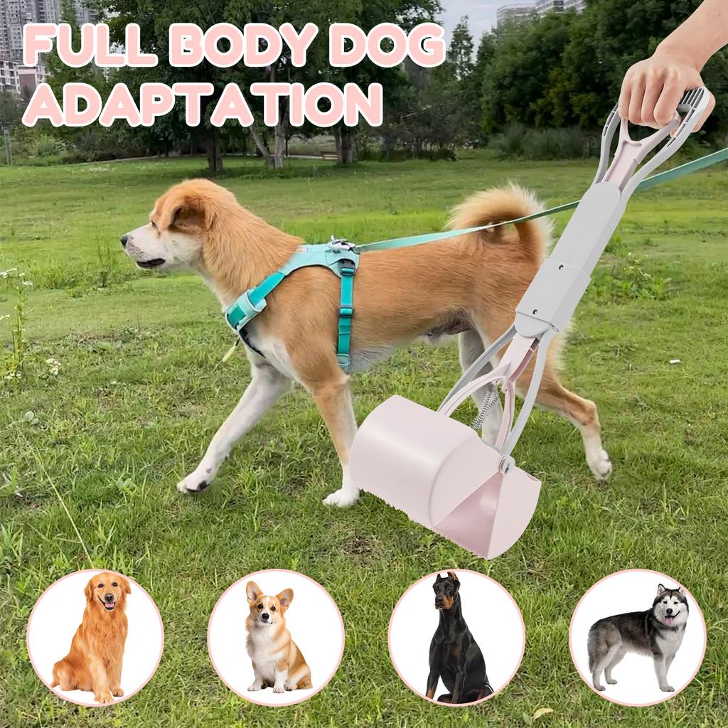 2 Pcs Dog Pooper Scooper Plastic Dog Poop Pick Up Tool with Long Handle Portable Foldable Efficient Dog Jaw Clamp Pet Supplies