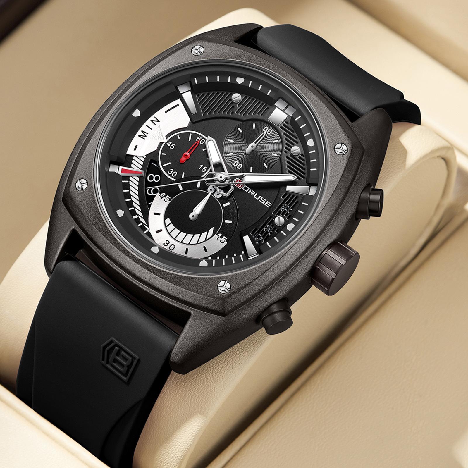 Boruse Fashion Men S Silicone Strap Watch Fashion Waterproof Luminous Calendar Quartz Watch