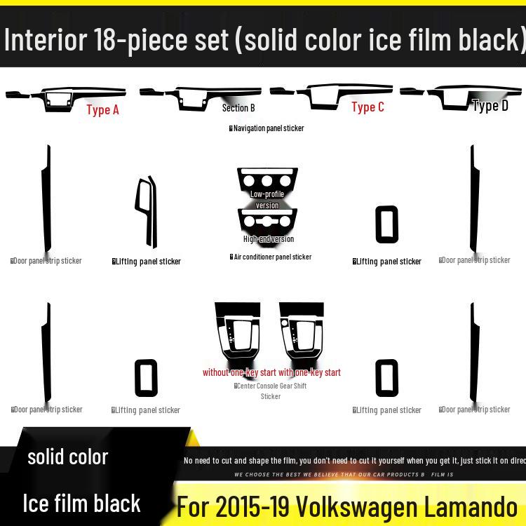 Volkswagen Lamando 15-19 Carbon Fiber Interior Gear Console Anti-Kick Pad Sticker