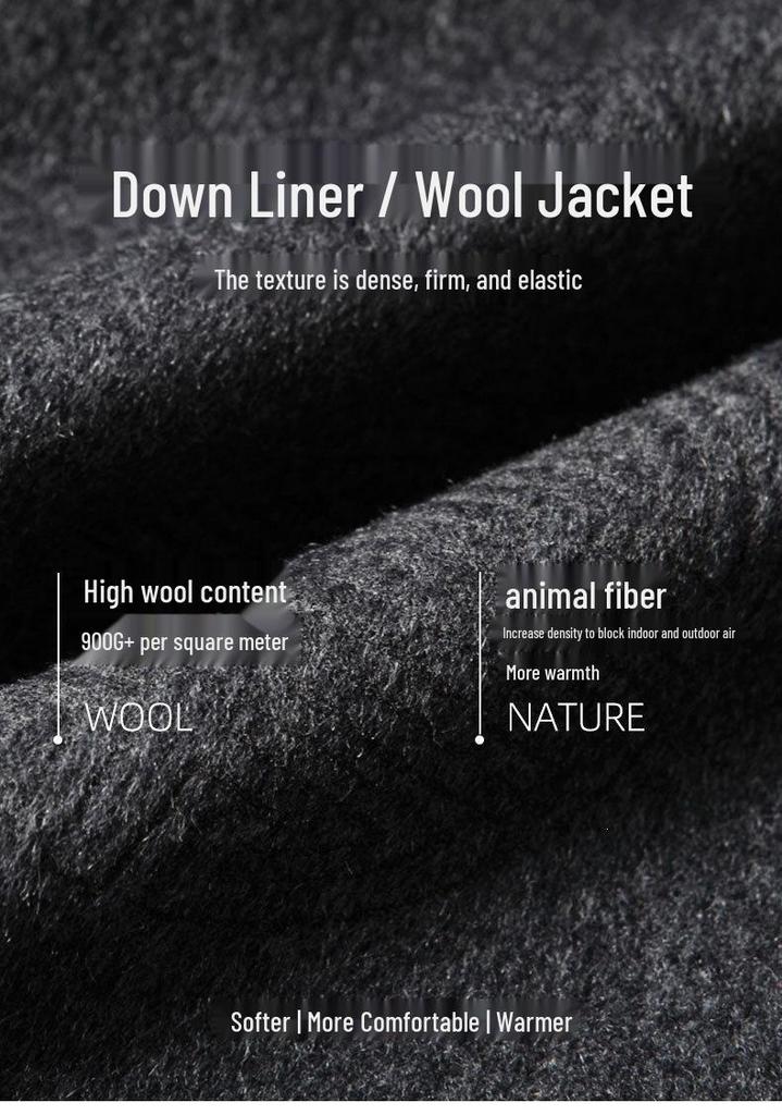 Men's Trendy Chinese Style Stand Collar Wool Coat with Detachable Down Liner, Frog Buttons, Double-Sided Fabric – Perfect for Autumn and Winter.
