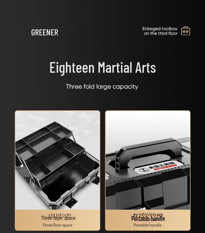 Zielony Las Przenośny Trójwarstwowy Wielofunkcyjny Przybornik: Składany Magazyn Przemysłowy na Sprzęt Domowy i Samochodowy