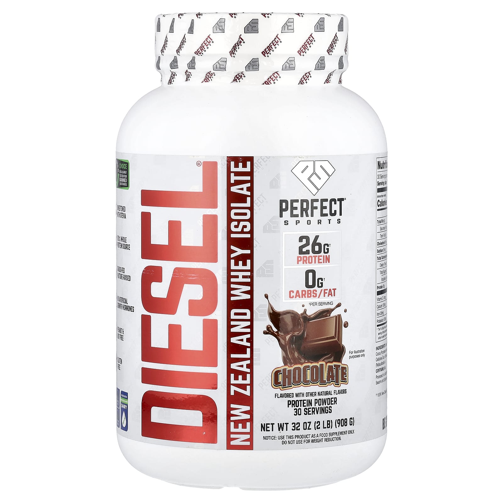 

Diesel®, New Zealand Whey Isolate, Chocolate Flavour, 908G (2Lb)