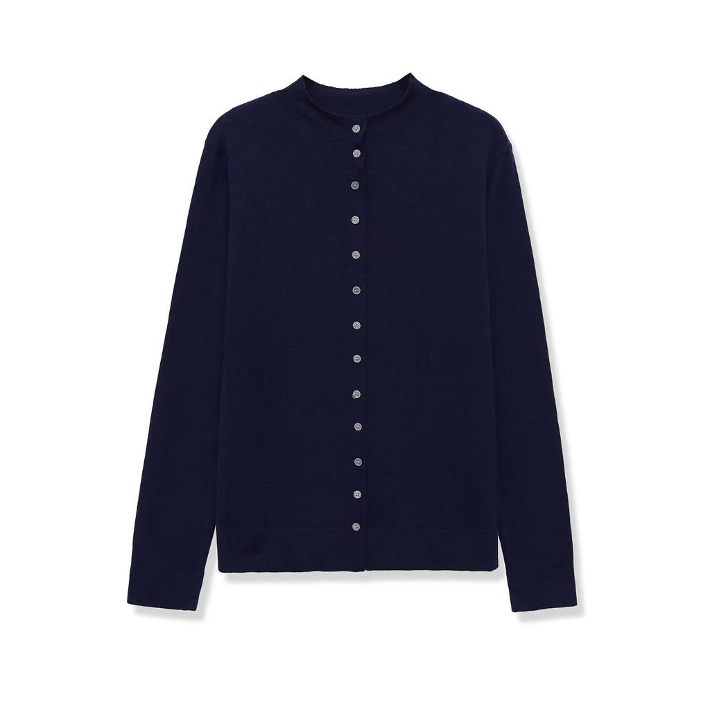 2026 Spring European Style Women's High Neck Long Sleeve Knit Cardigan