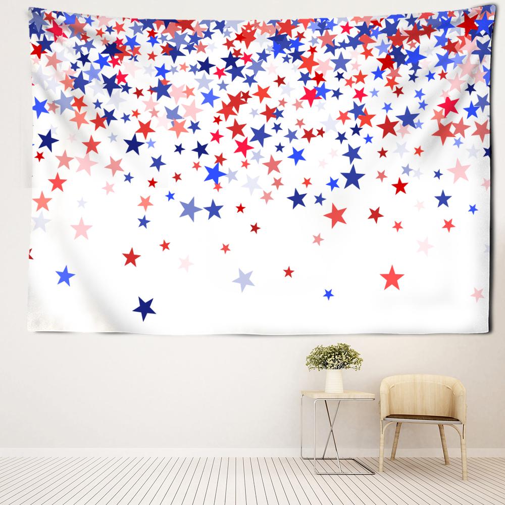 Red And Blue Star Tapestry Wall Hanging Minimalist Kawaii Art Hippie Tapitz Bedroom Living Room Home Decor Background Cloth