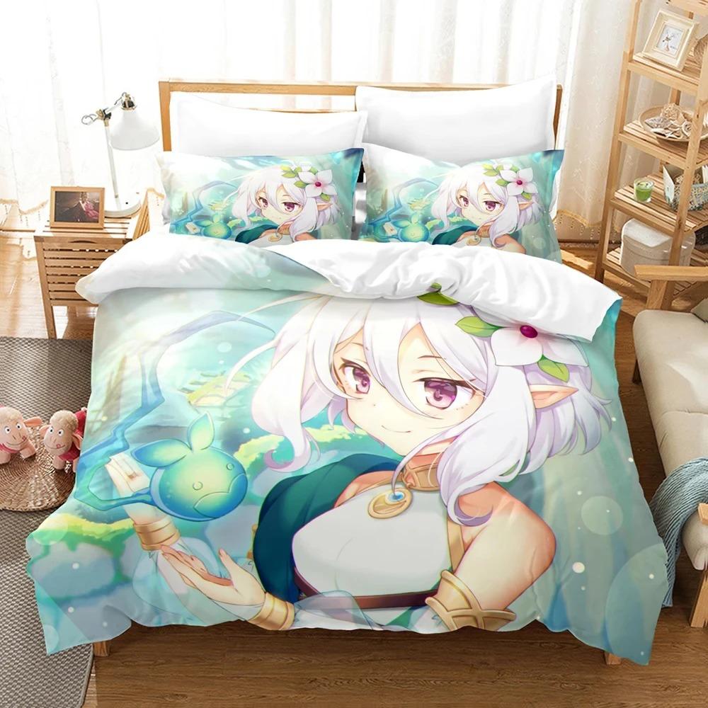 Anime Princess Connect ReDive Bedding Set Boys Girls Twin Queen Size Duvet Cover Pillowcase Bed Kids Adult Home Textileextile