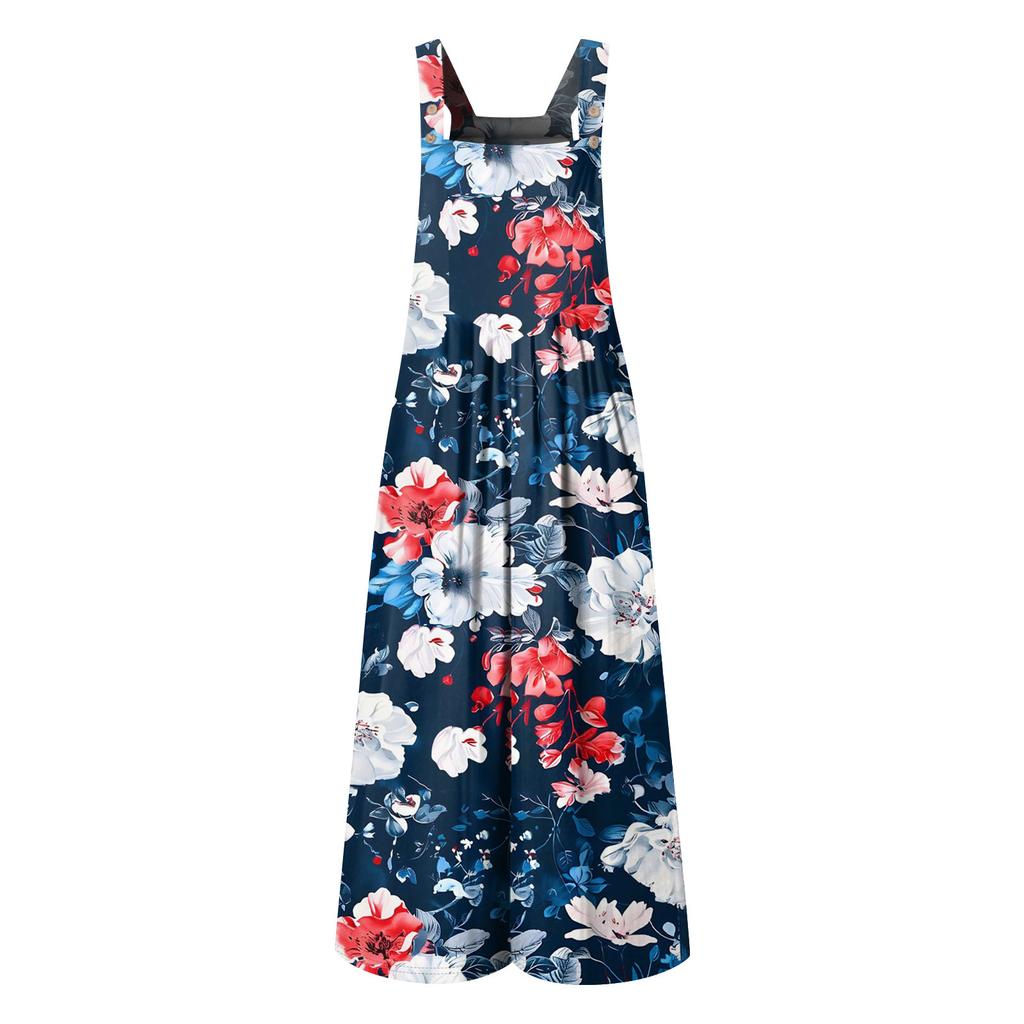 Women's Casual Jumpsuit Sleeveless Popular Floral Print Jumpsuit