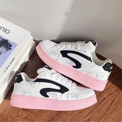 Nischendesign Mädchen schwarz und pink kleine weiße Schuhe ins tide 2025 Herbst neue Board-Schuhe vielseitige lässige Brotschuhe