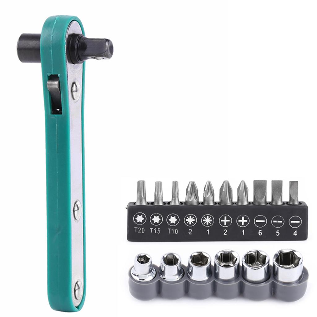 1 4  Wrench Screwdriver Ratchet Handle with Interchangeable Driver Bits and Sockets
