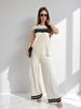 Trendy Summer Women's Set: Short Sleeve Top & High Waist Wide-Leg Pants