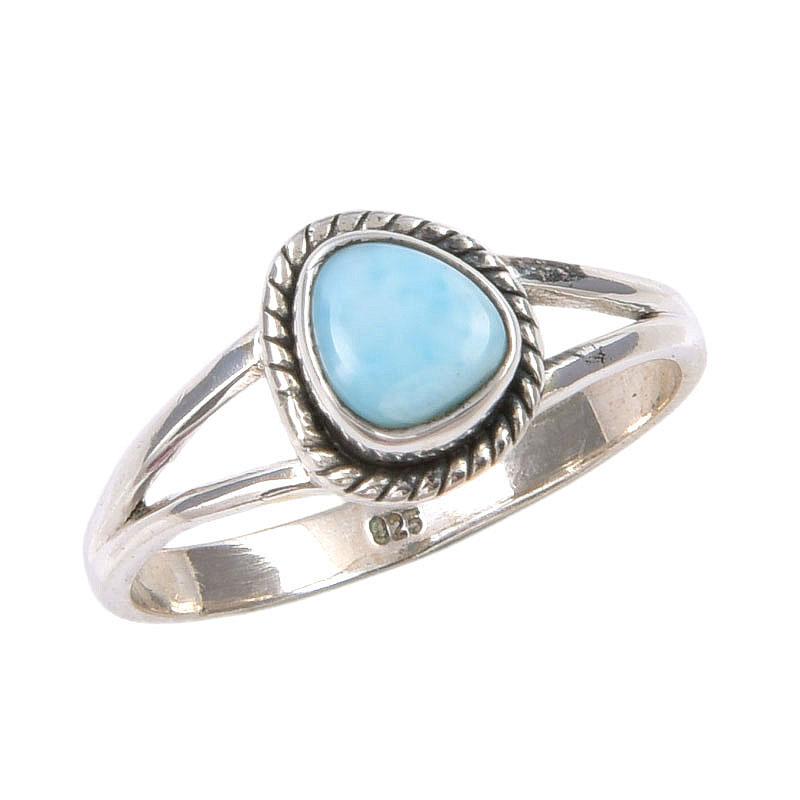 Natural Republic Larimar Gemstone Handmade 925 Sterling Silver Ring Size 7 g9P46