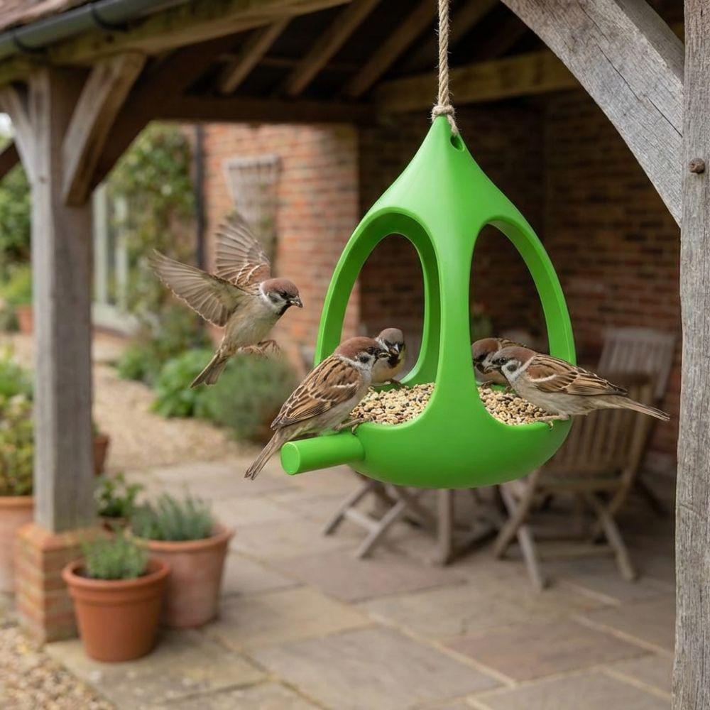 Plastic Bird Feeder House Water-Resistant Bird Food Container Feeding Station  for Bird Lovers
