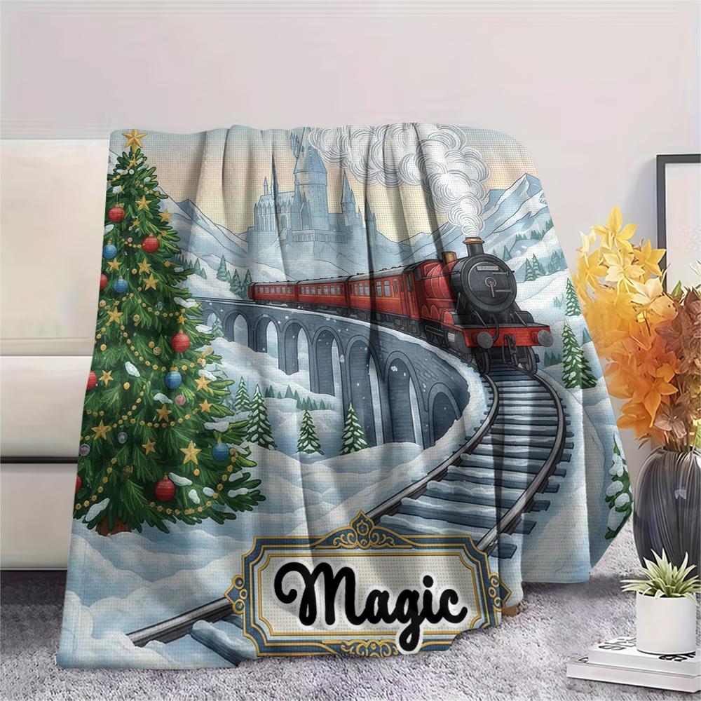 1 Peça Manta de Flanela com Estampa de Desenho Animado, Alta Qualidade Confortável para Todas as Estações, Decoração de Casa, Calor e Conforto, Perfeita para Presente de Natal Aniversário