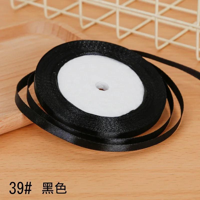 6mm Satin Ribbon DIY Artificial Silk Material Christmas Halloween Wedding Birthday Party DecorationHandmade Bows Gift Wrapping