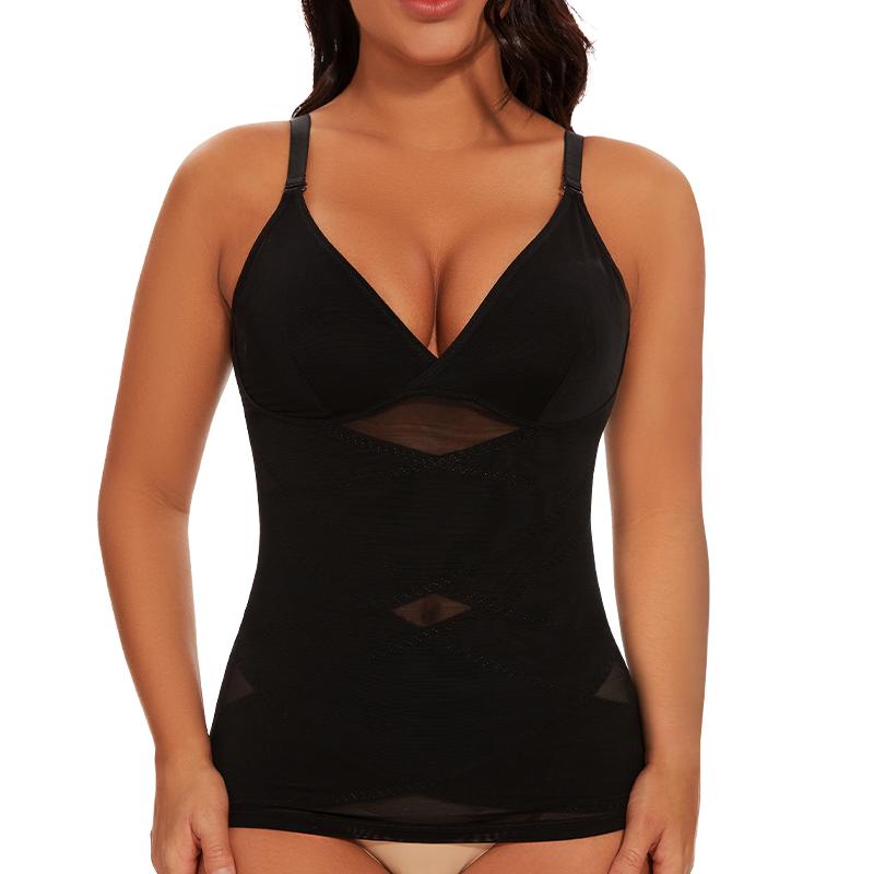 Body Shaper für Damen, Bauchkontrolle, Shapewear, Kompressions-Tanktops, Cami-Tops, V-Ausschnitt, Camisoles, nahtlos, durchsichtig, Taillenformer