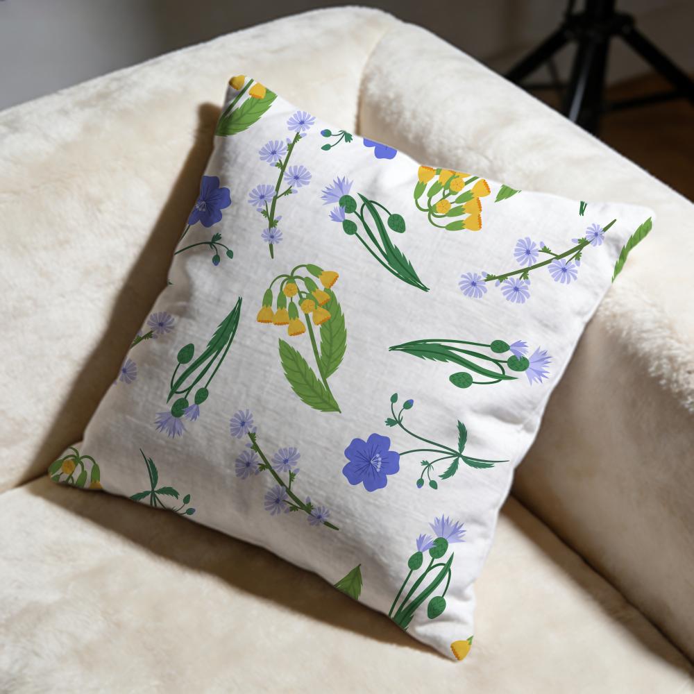 Spring Wildflowers Cushion Cover Soft Decorative Pillow Case Suitable for Bedroom Sofa Car Travel Use