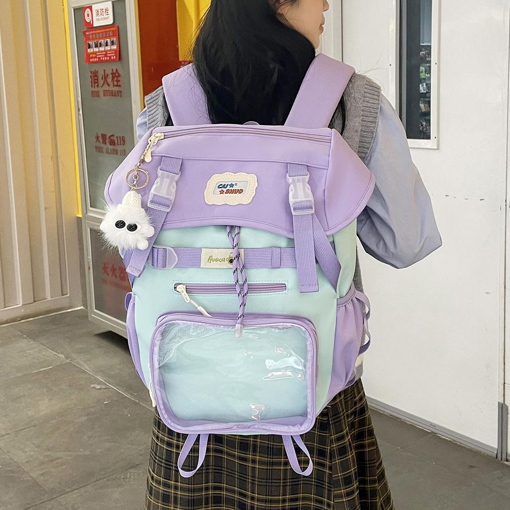 Japanese Ba Chi Pain Bag Ins Wind Junior High School Girl Large Capacity Backpack High School Student School Bag Casual Versatile Backpack