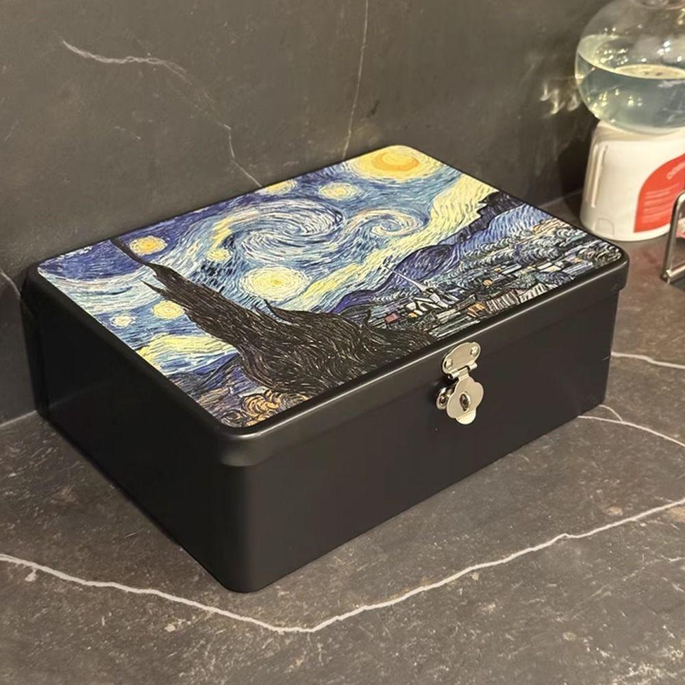 Large Size Tinplate Box Rectangular Shape Metal Box Cute Design Iron Box  Document Storage