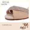 New Diamond Faced Women's Latin Dance Shoes Fashion Wedding Ball Soft Bottom Salsa Ruma Dance Heel Height 7CM
