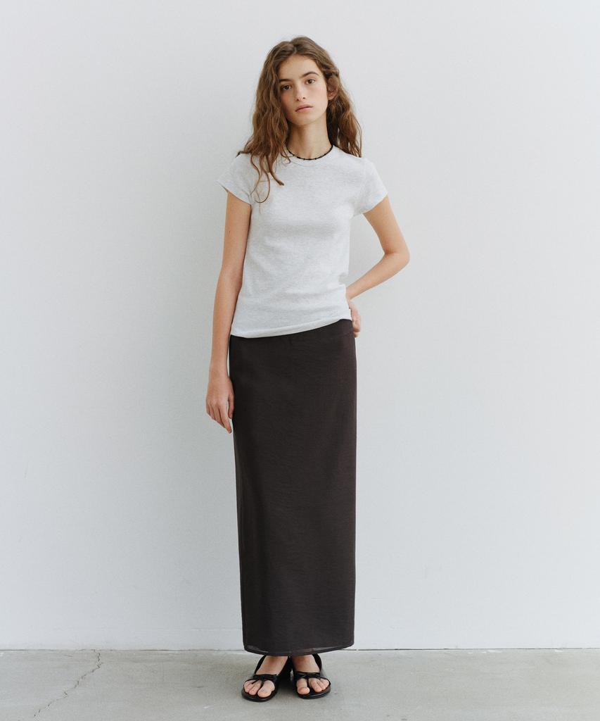 Yulago Silk Back Slit Long Skirt