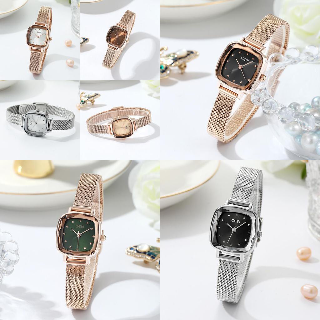 Gedi Ladies Square Watch With Quartz Movement Water Resistant For Casual Wear