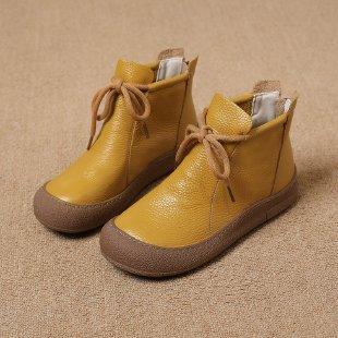 Short boots round head autumn and winter retro soft sole non-slip fashion Martin single boots women's single shoes