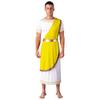 Mens Halloween Ancient Greek Toga Costume Short Sleeve Retro Gold Decoration Cosplay Roman Robe